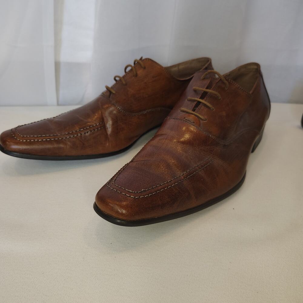 Fratelli Select Men’s Brown Genuine Leather Square Toe Derby Dress Shoes Size 12